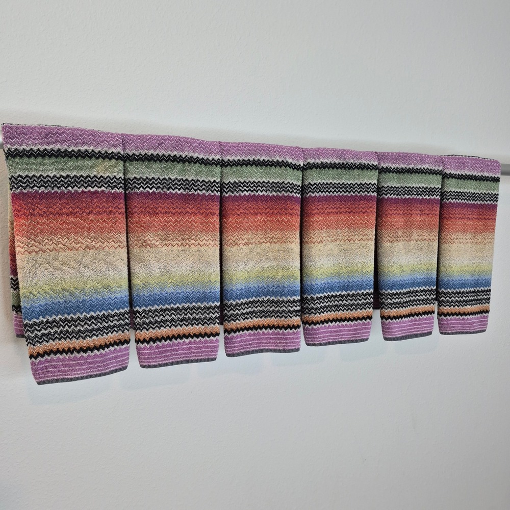 6 pc Missoni Home Archie Hand Towel Set Guest Purple Sunset Orange Chevron 159